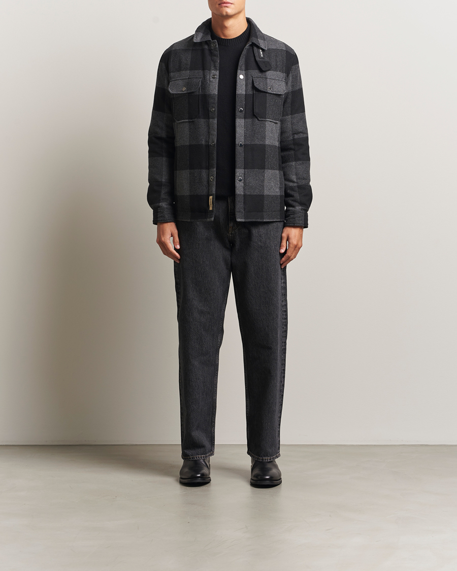Herr | Jackor | Woolrich | Alaskan Melton Wool Shirt Jacket Charcoal Buffalo