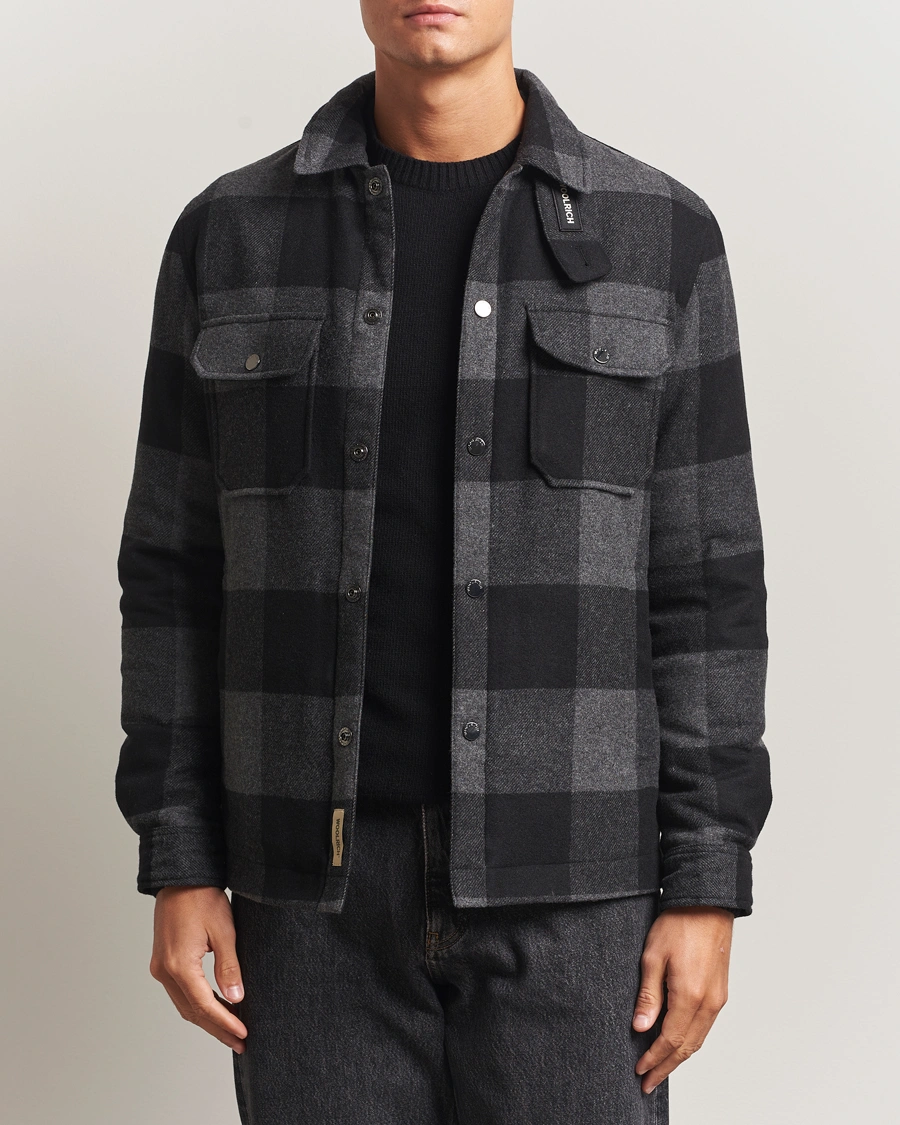 Herr | Jackor | Woolrich | Alaskan Melton Wool Shirt Jacket Charcoal Buffalo