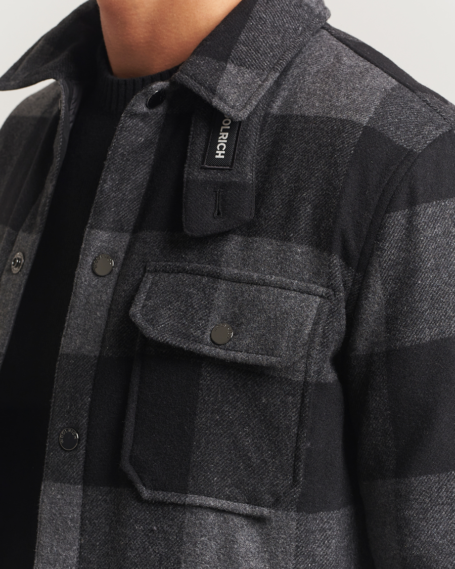 Herr | Jackor | Woolrich | Alaskan Melton Wool Shirt Jacket Charcoal Buffalo