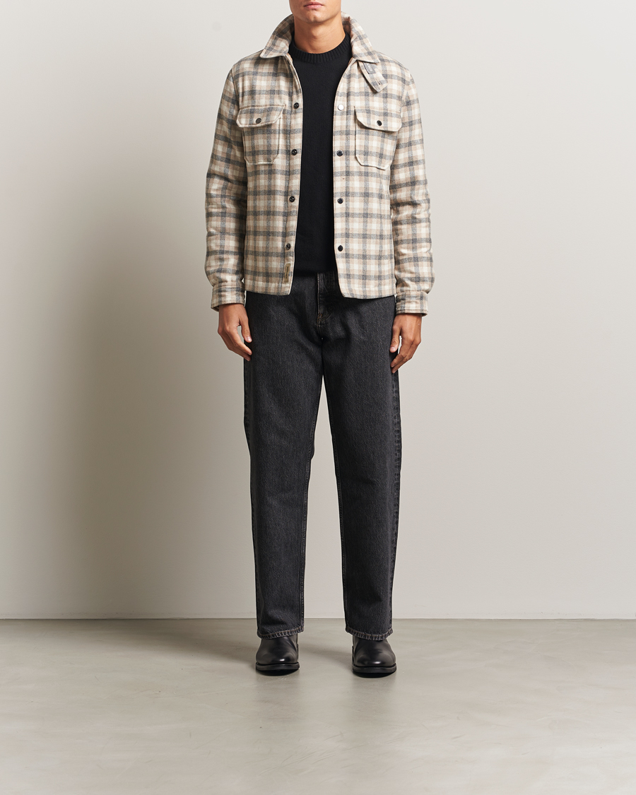 Herr | Jackor | Woolrich | Alaskan Melton Wool Shirt Jacket Oatmeal Check