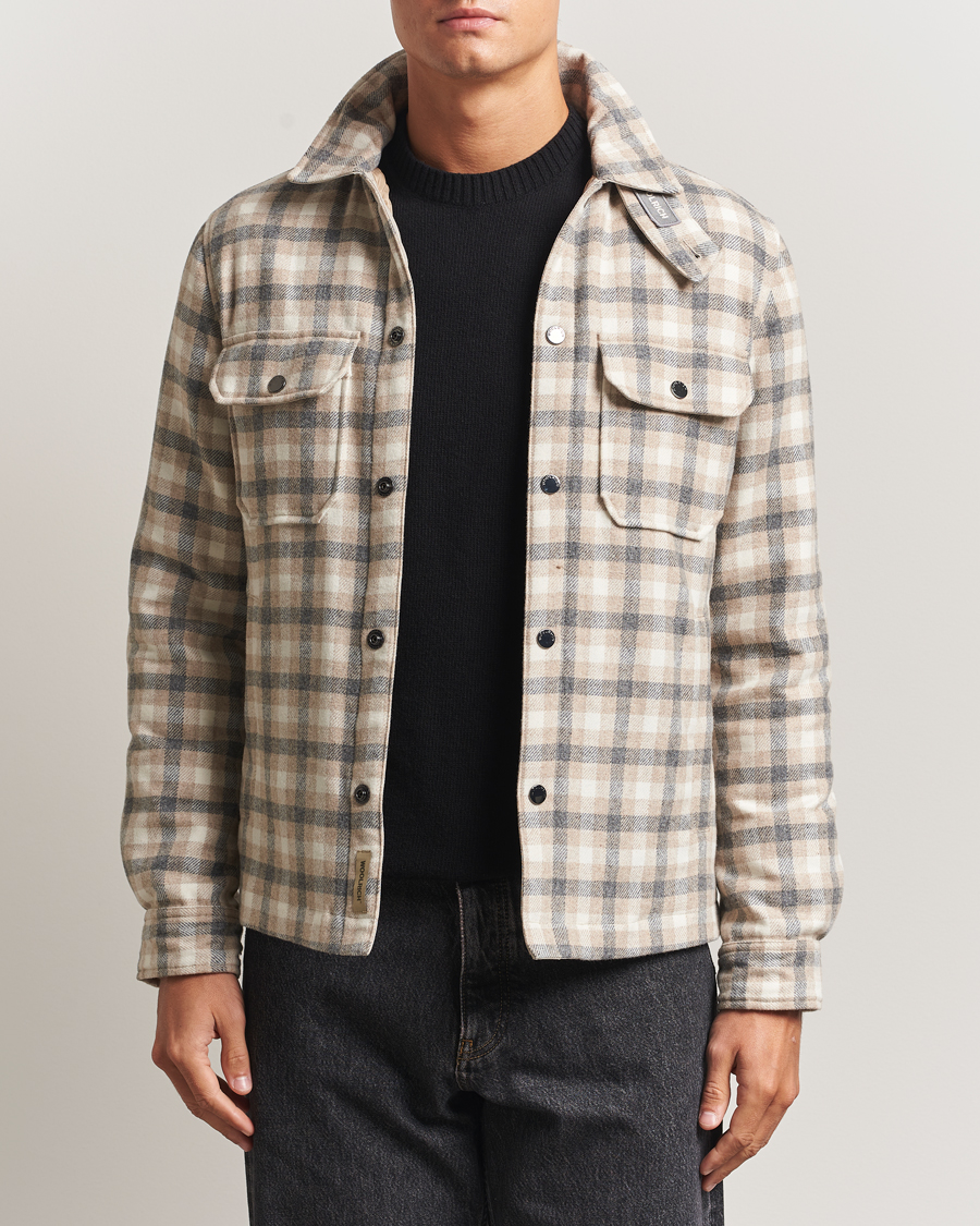 Herr | Jackor | Woolrich | Alaskan Melton Wool Shirt Jacket Oatmeal Check