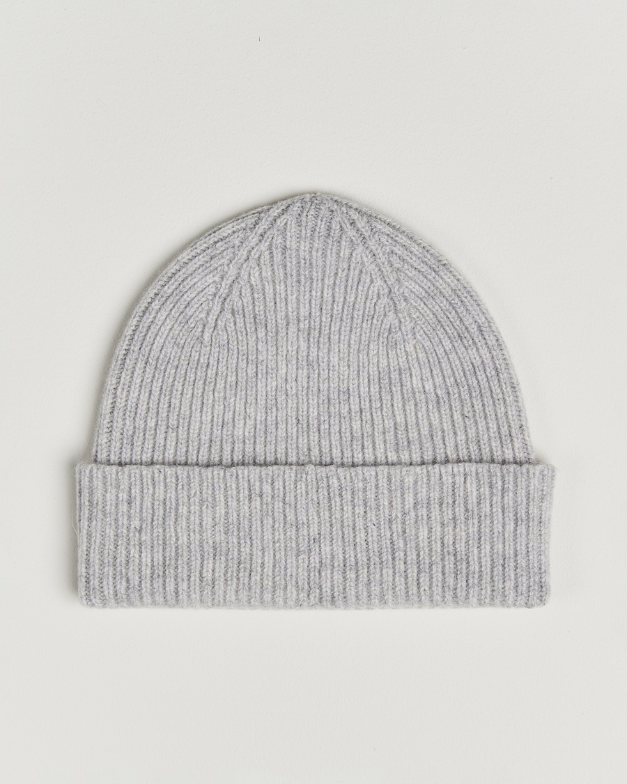 Herr | Mössor | Robert Mackie | Clyde Lambswool Beanie Pearl Grey