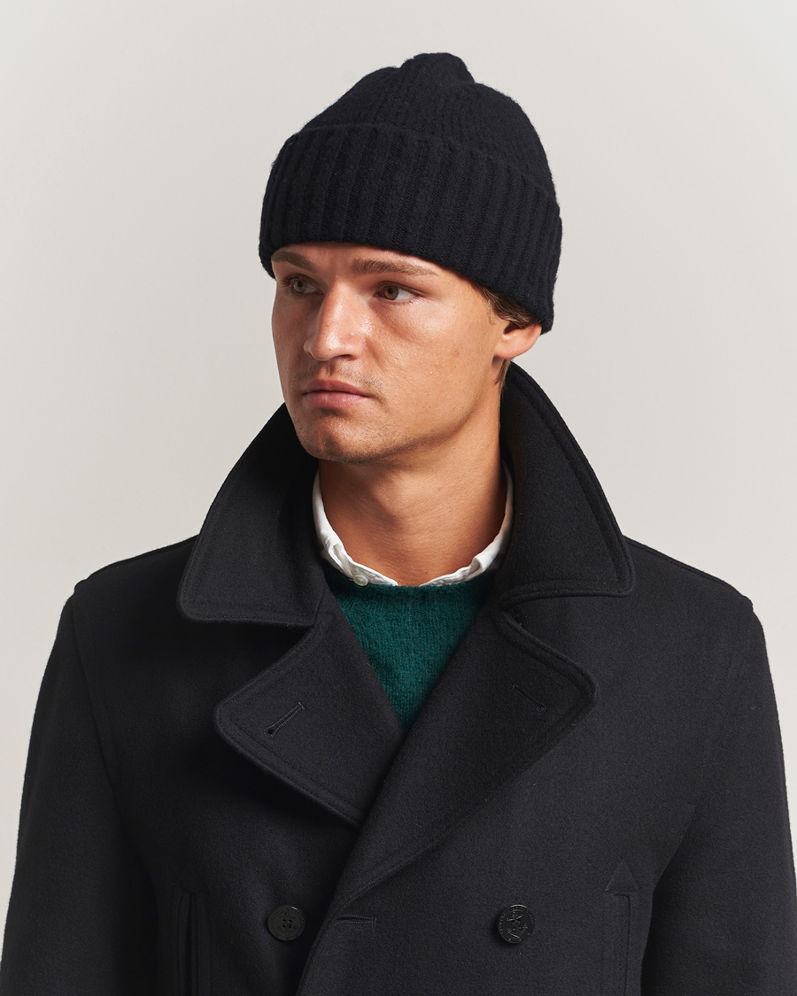 Herr | Mössor | Robert Mackie | Rona Ribbed Shaggy Lambswool Beanie Black