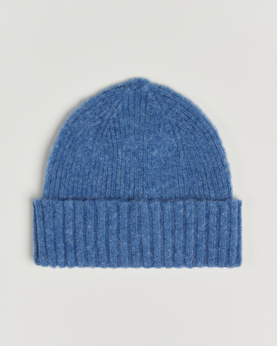 Herr | Mössor | Robert Mackie | Rona Ribbed Shaggy Lambswool Beanie Light Blue
