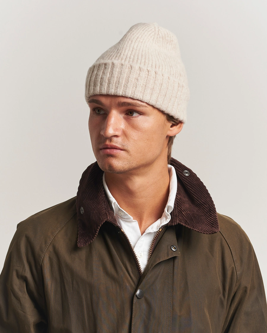 Herr | Mössor | Robert Mackie | Rona Ribbed Shaggy Lambswool Beanie White