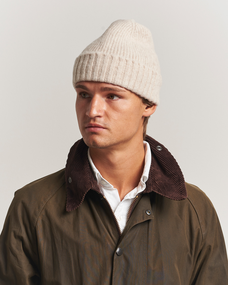 Herr | Mössor | Robert Mackie | Rona Ribbed Shaggy Lambswool Beanie White