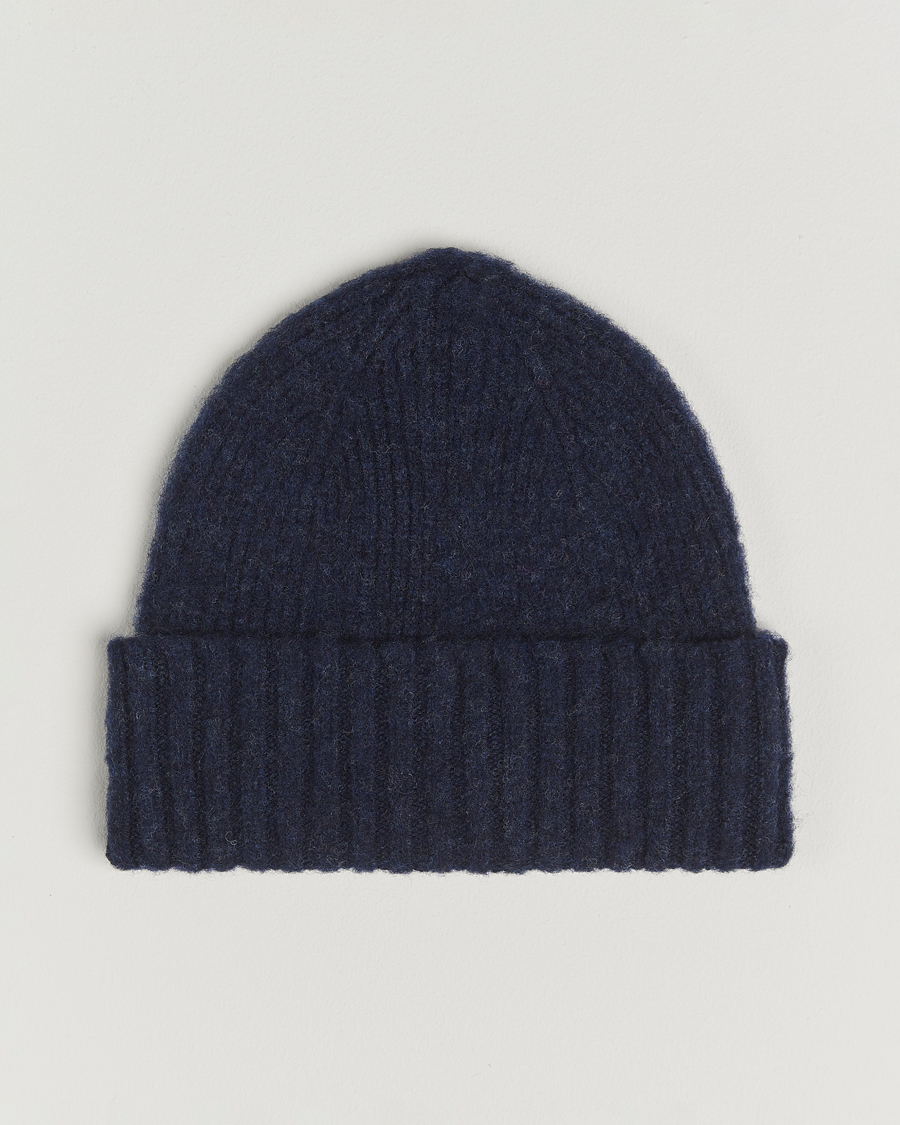 Herr | Mössor | Robert Mackie | Rona Ribbed Shaggy Lambswool Beanie Blue