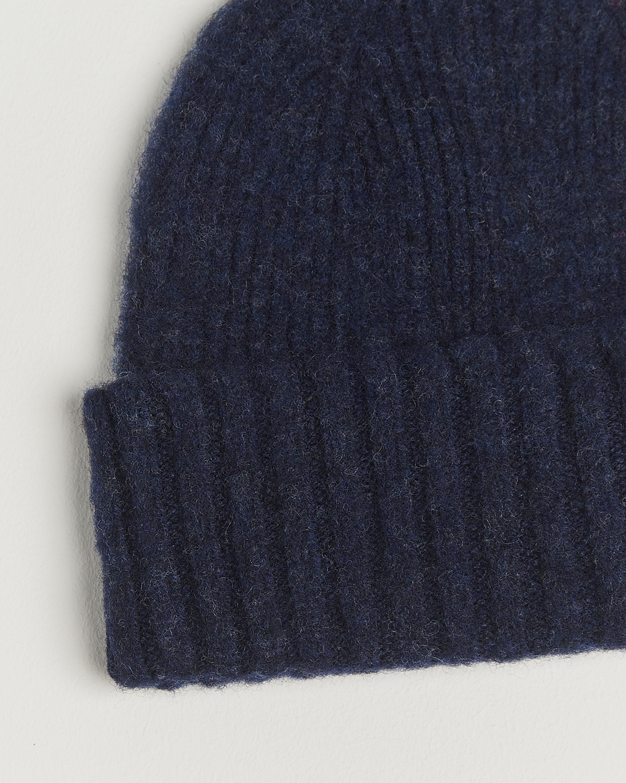 Herr | Mössor | Robert Mackie | Rona Ribbed Shaggy Lambswool Beanie Blue