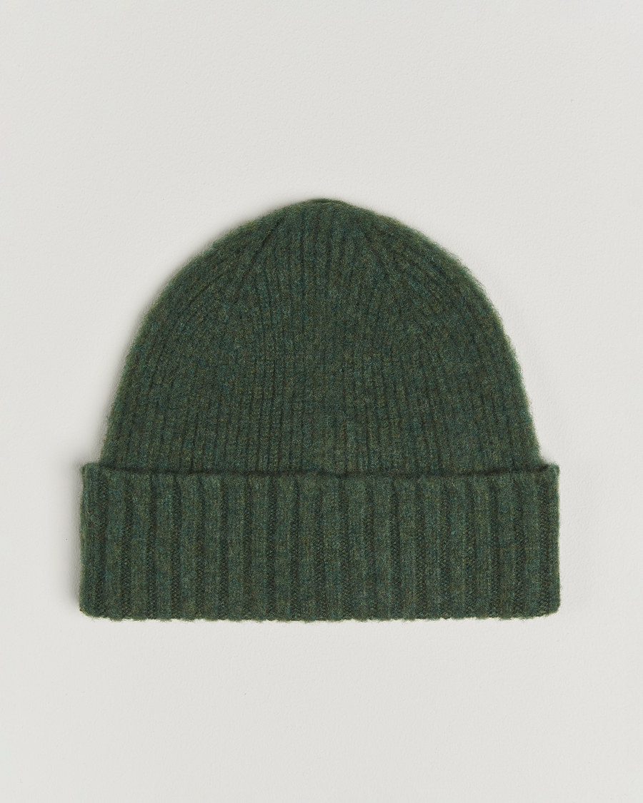 Herr | Mössor | Robert Mackie | Rona Ribbed Shaggy Lambswool Beanie Green