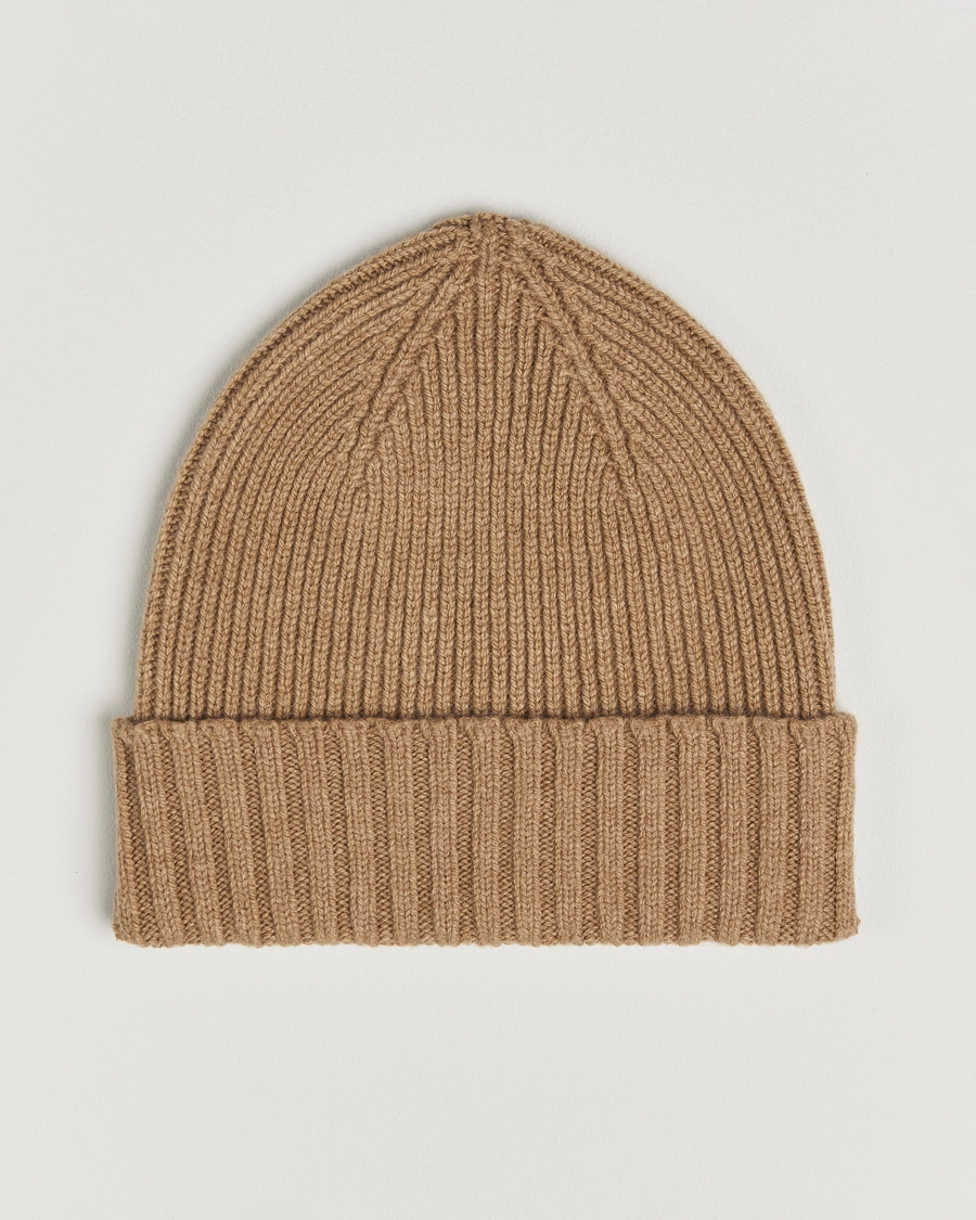 Herr | Mössor | Robert Mackie | Kingswell Ribbed Wool/Cashmere Beanie Beige