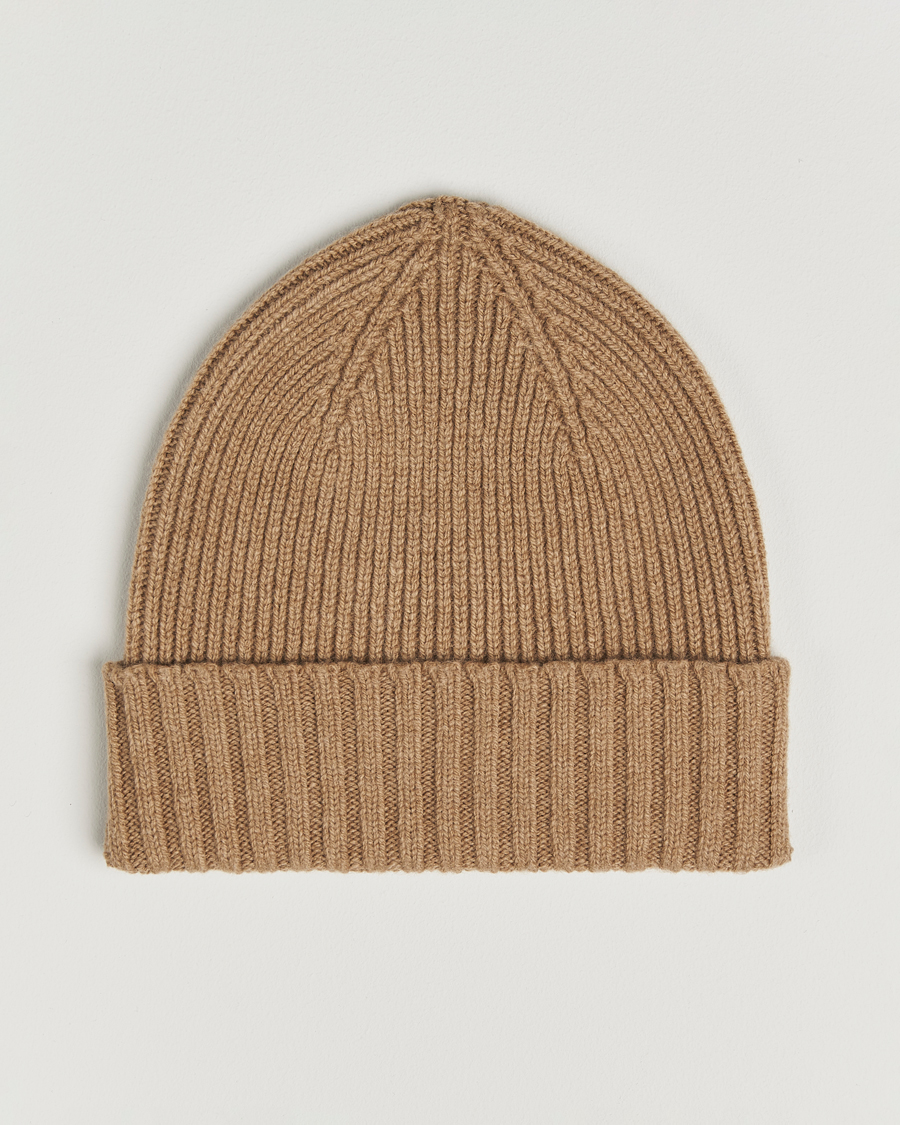 Herr | Mössor | Robert Mackie | Kingswell Ribbed Wool/Cashmere Beanie Beige