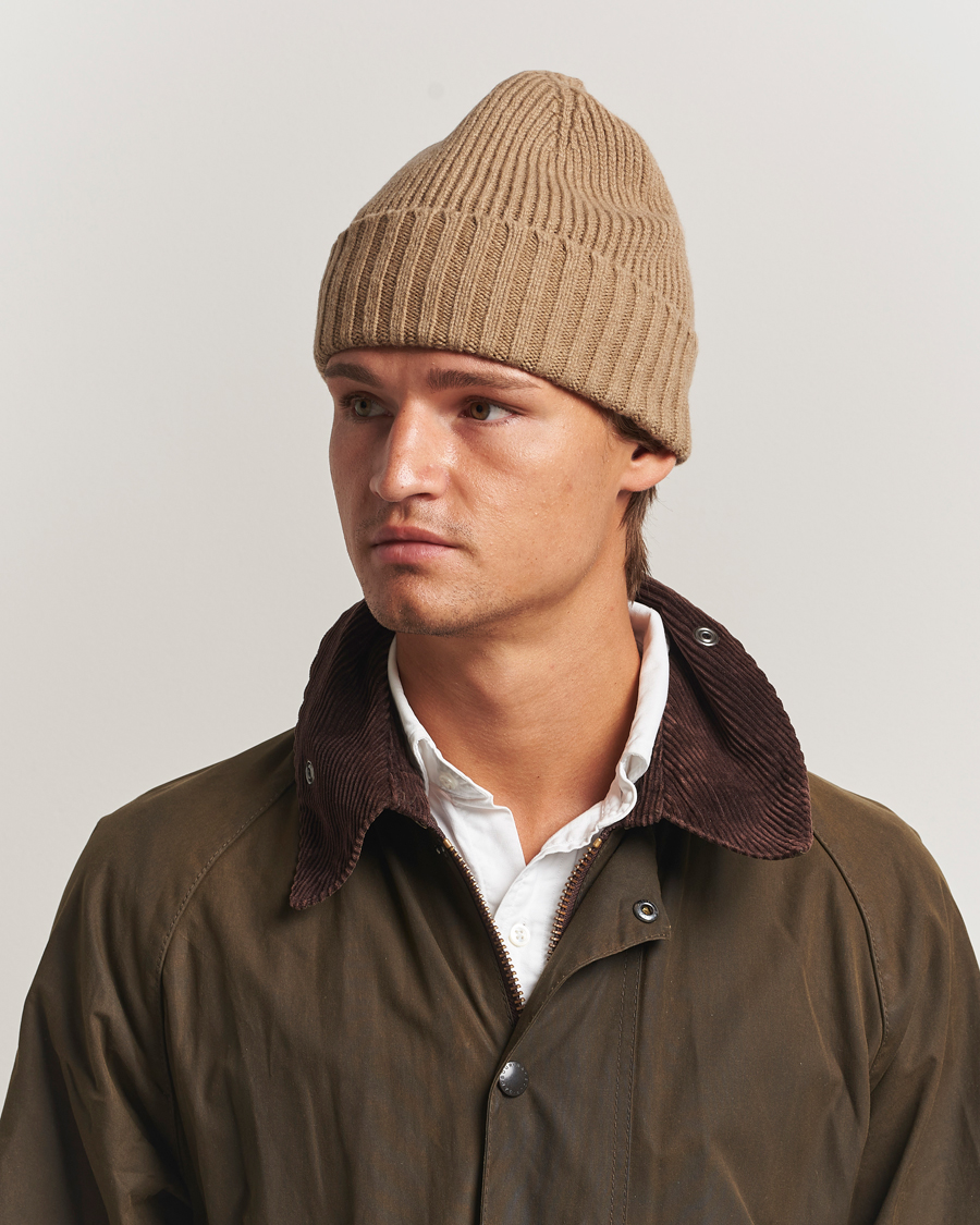 Herr | Mössor | Robert Mackie | Kingswell Ribbed Wool/Cashmere Beanie Beige