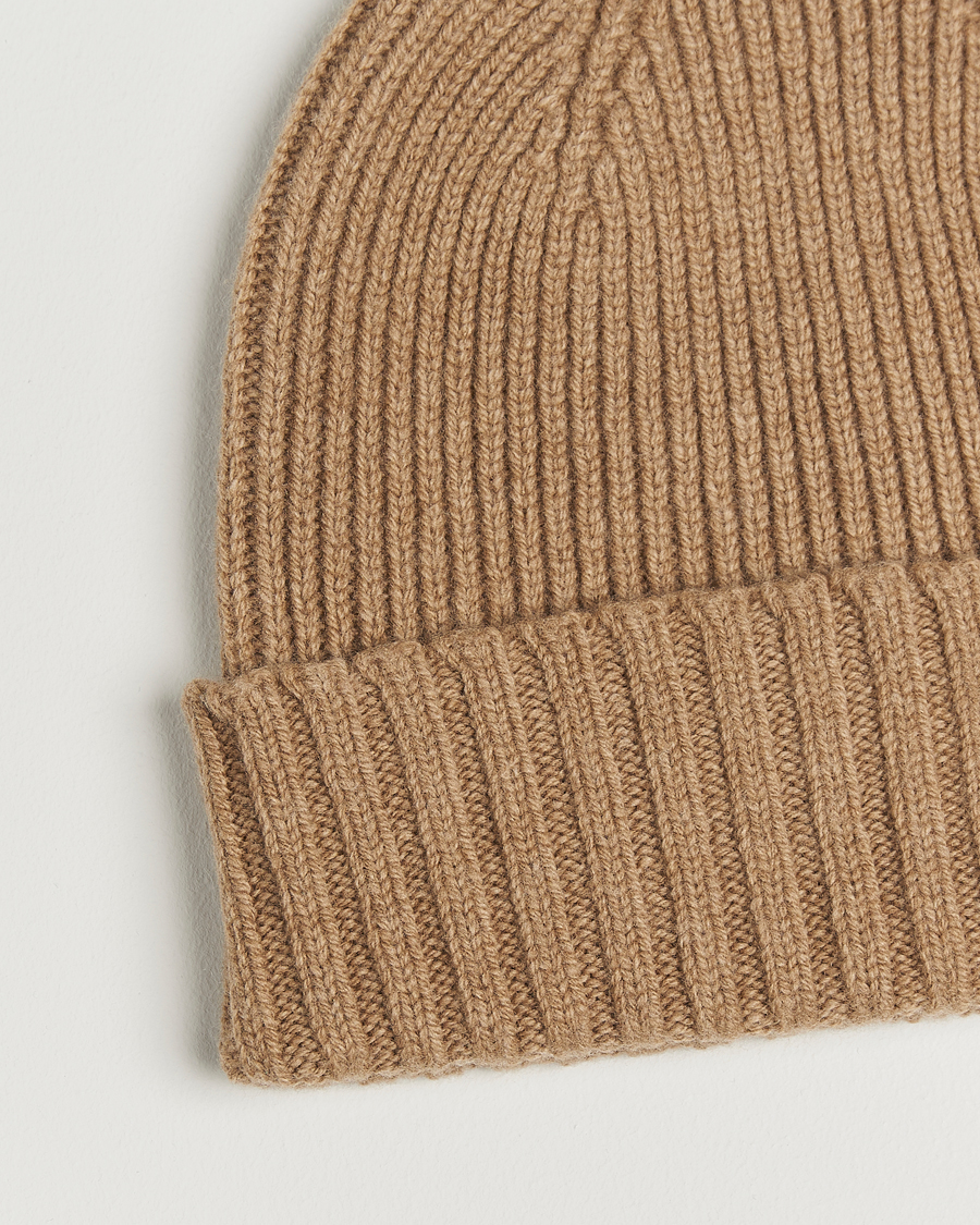 Herr | Mössor | Robert Mackie | Kingswell Ribbed Wool/Cashmere Beanie Beige