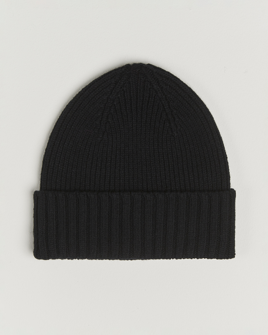 Herr | Mössor | Robert Mackie | Kingswell Ribbed Wool/Cashmere Beanie Black