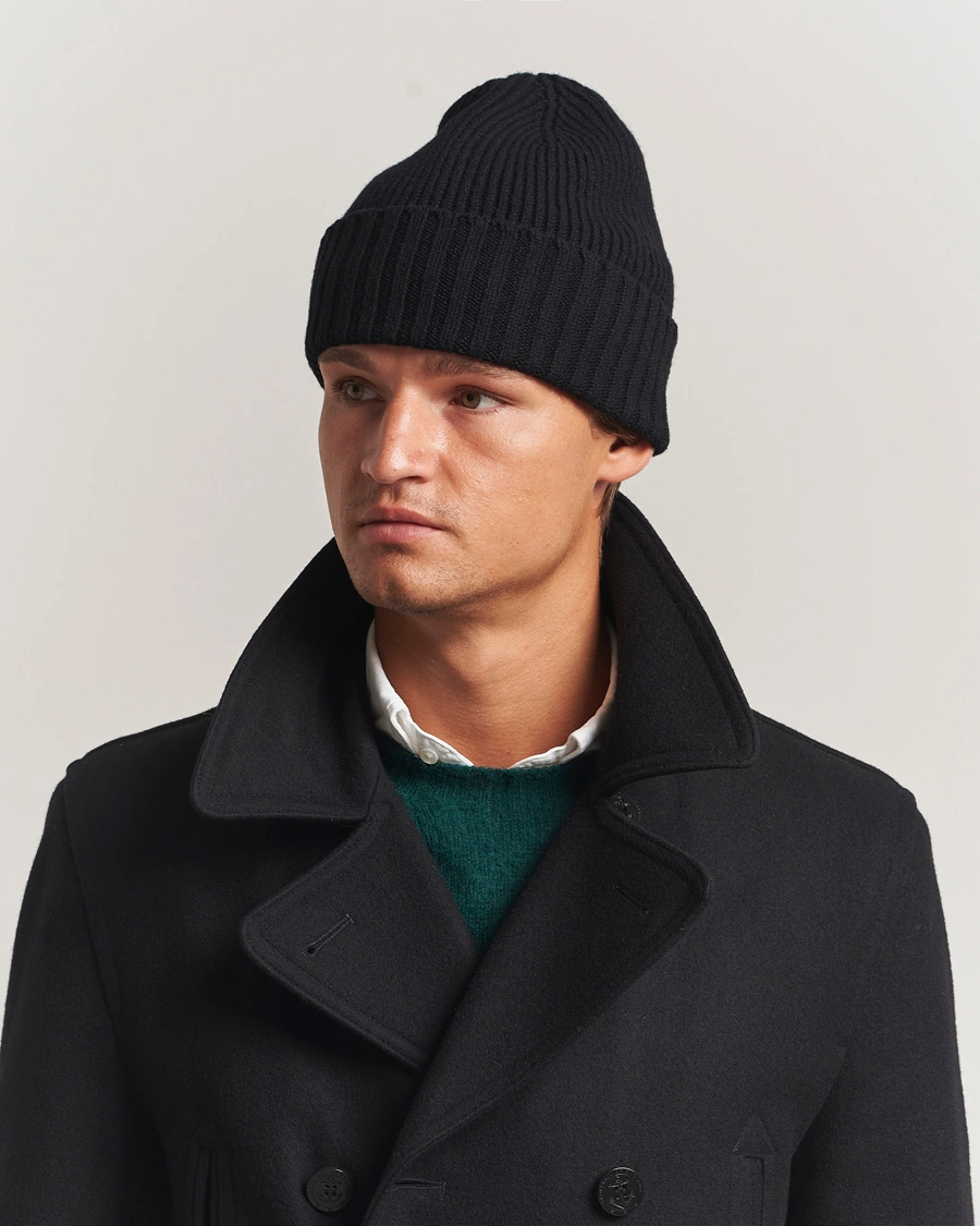 Herr | Mössor | Robert Mackie | Kingswell Ribbed Wool/Cashmere Beanie Black