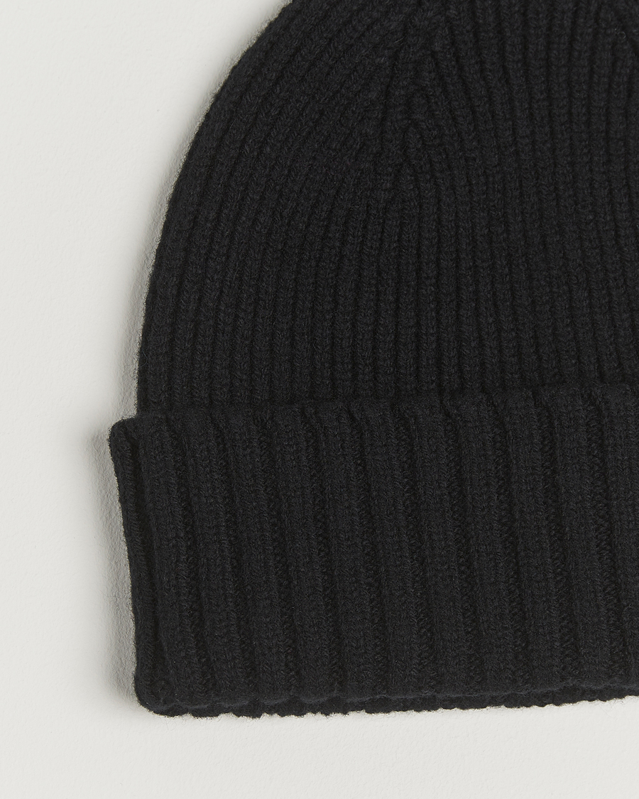 Herr | Mössor | Robert Mackie | Kingswell Ribbed Wool/Cashmere Beanie Black