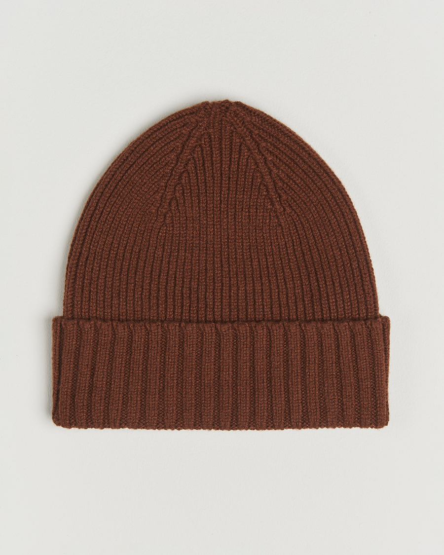 Herr | Mössor | Robert Mackie | Kingswell Ribbed Wool/Cashmere Beanie Brown