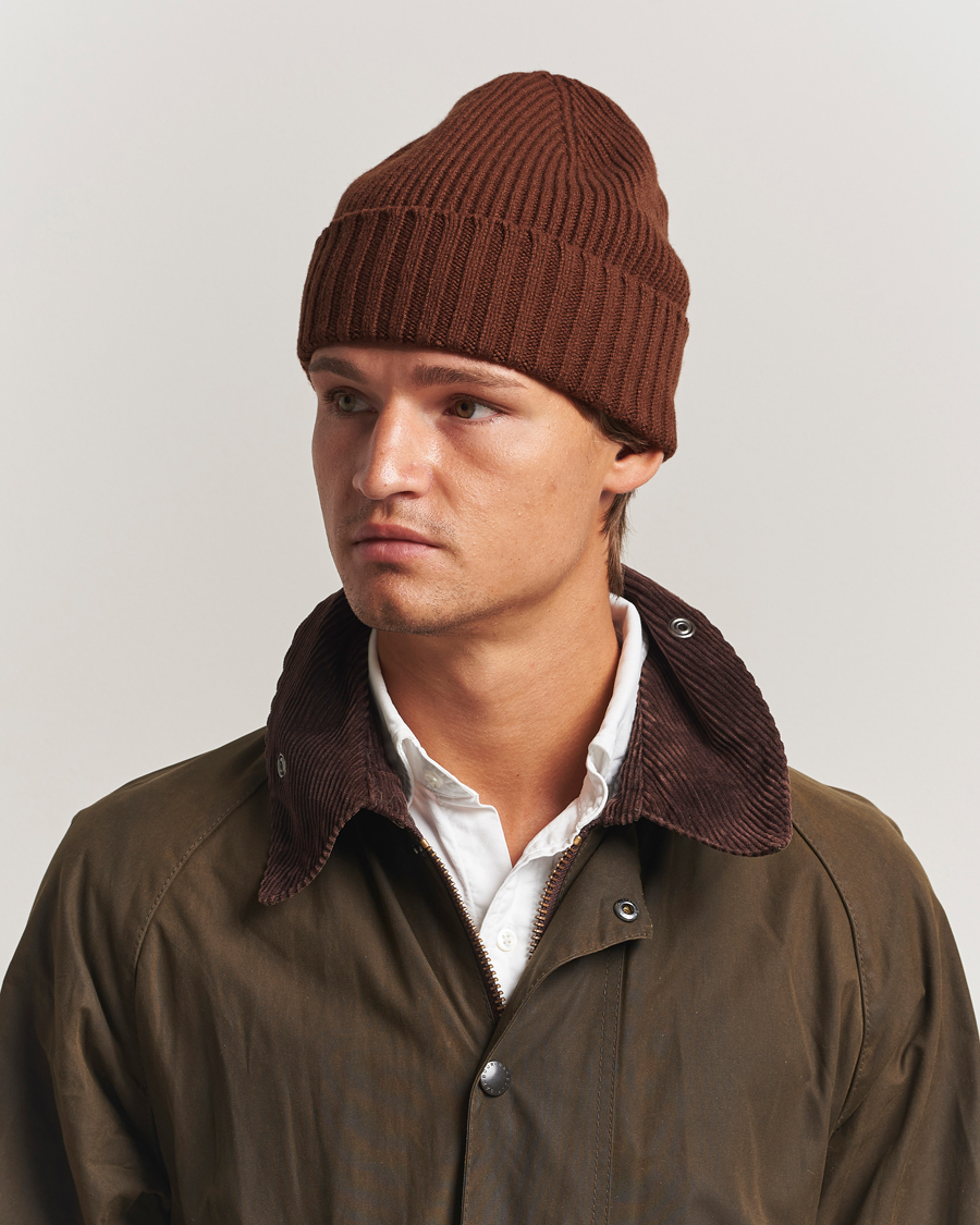Herr | Mössor | Robert Mackie | Kingswell Ribbed Wool/Cashmere Beanie Brown