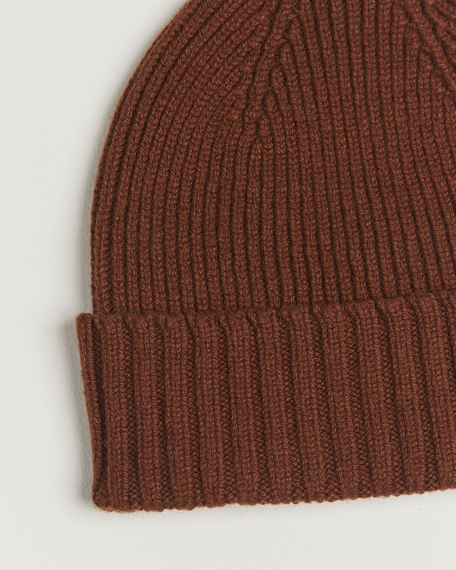 Herr | Mössor | Robert Mackie | Kingswell Ribbed Wool/Cashmere Beanie Brown