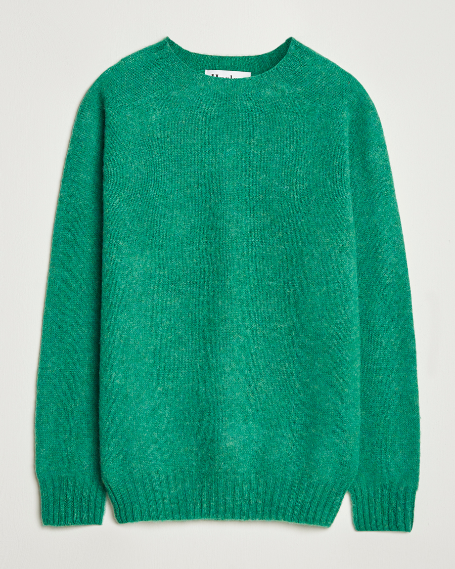 Herr | Tröjor | Harley Of Scotland | Brushed Supersoft Lambswool Crewneck Evergreen