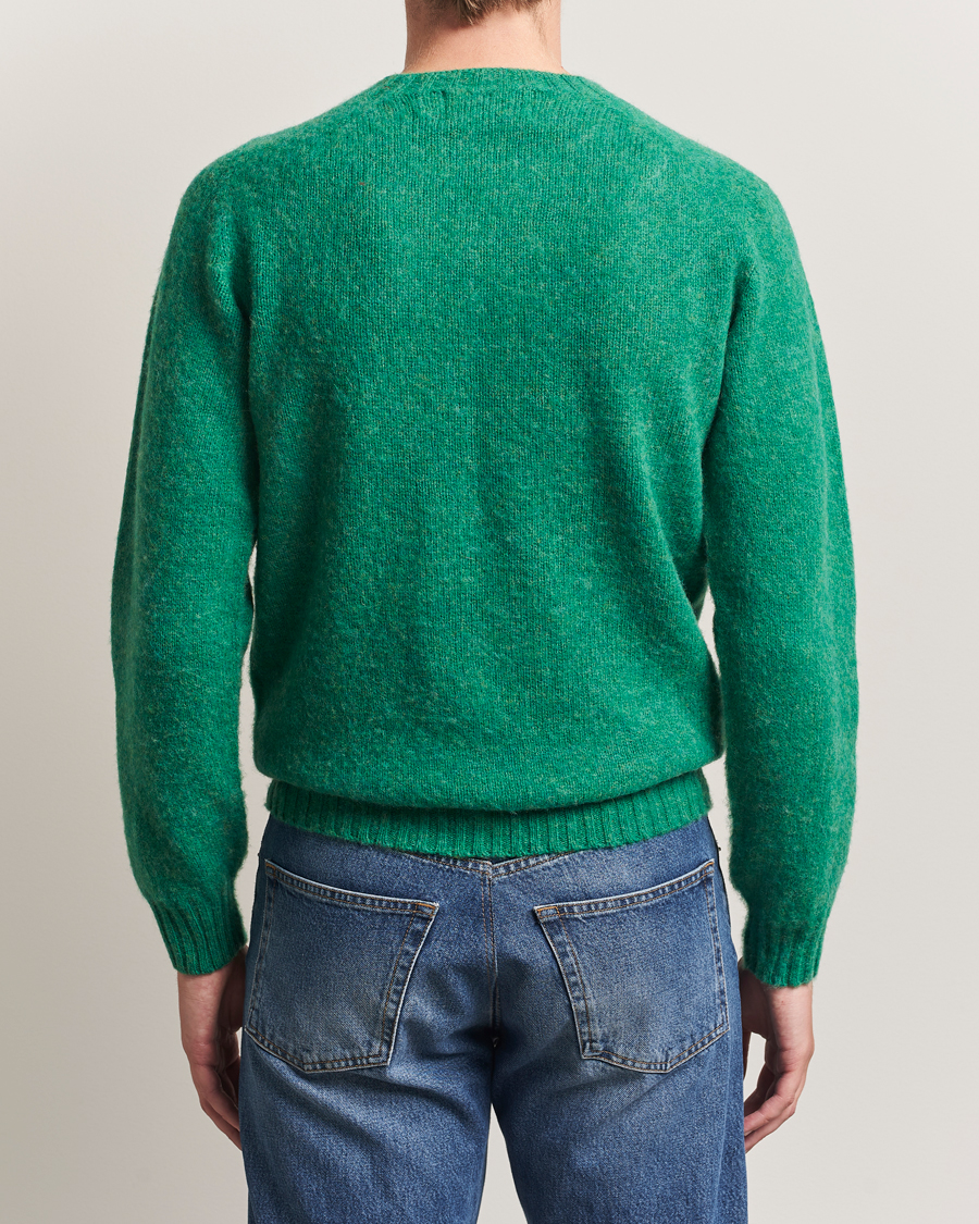 Herr | Tröjor | Harley Of Scotland | Brushed Supersoft Lambswool Crewneck Evergreen