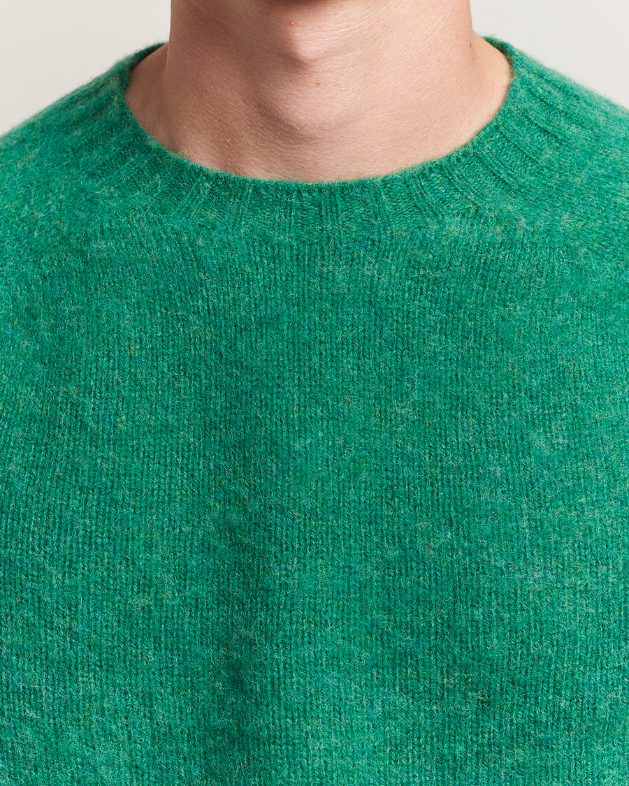 Herr | Tröjor | Harley Of Scotland | Brushed Supersoft Lambswool Crewneck Evergreen