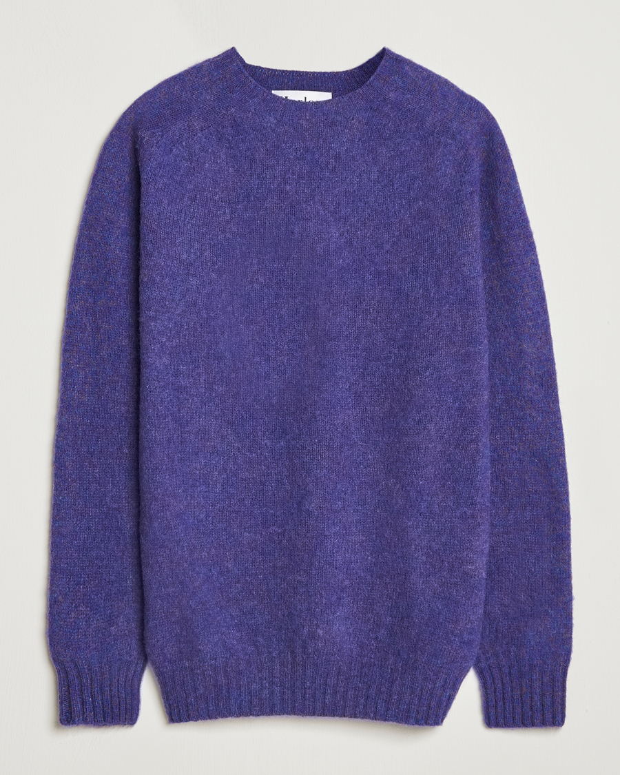 Herr | Tröjor | Harley Of Scotland | Brushed Supersoft Lambswool Crewneck Iris