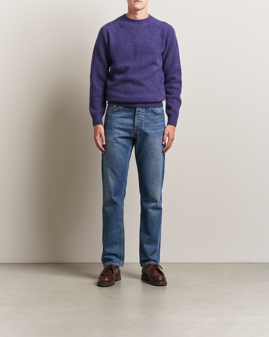 Herr | Tröjor | Harley Of Scotland | Brushed Supersoft Lambswool Crewneck Iris