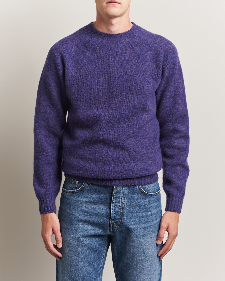 Herr | Tröjor | Harley Of Scotland | Brushed Supersoft Lambswool Crewneck Iris