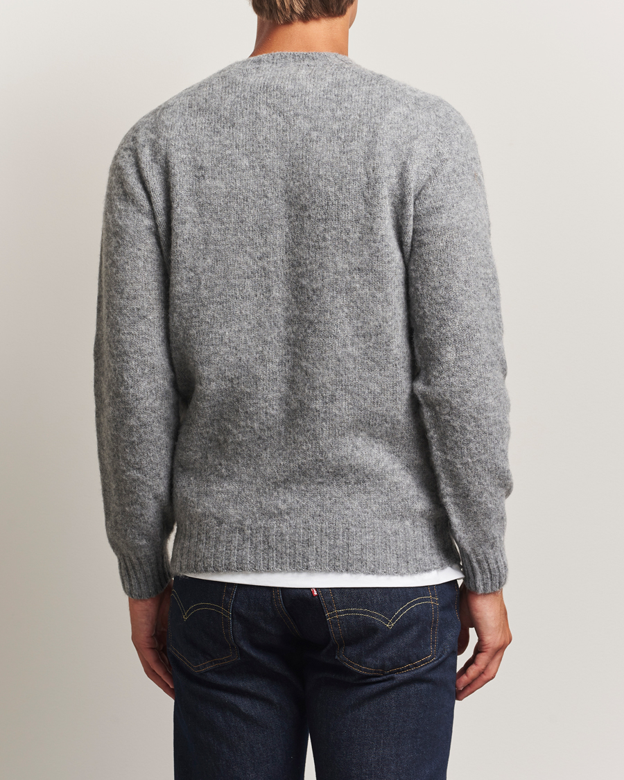 Herr | Tröjor | Harley Of Scotland | Brushed Supersoft Lambswool Crewneck Mid Grey