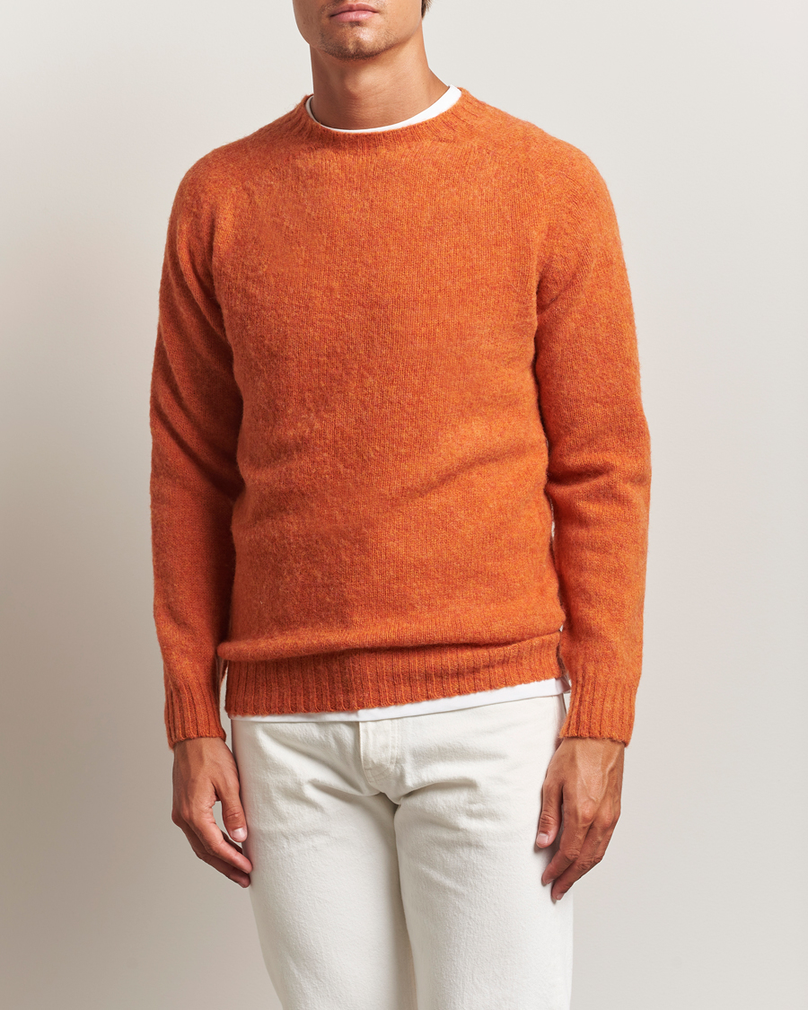 Herr | Tröjor | Harley Of Scotland | Brushed Supersoft Lambswool Crewneck Satsuma