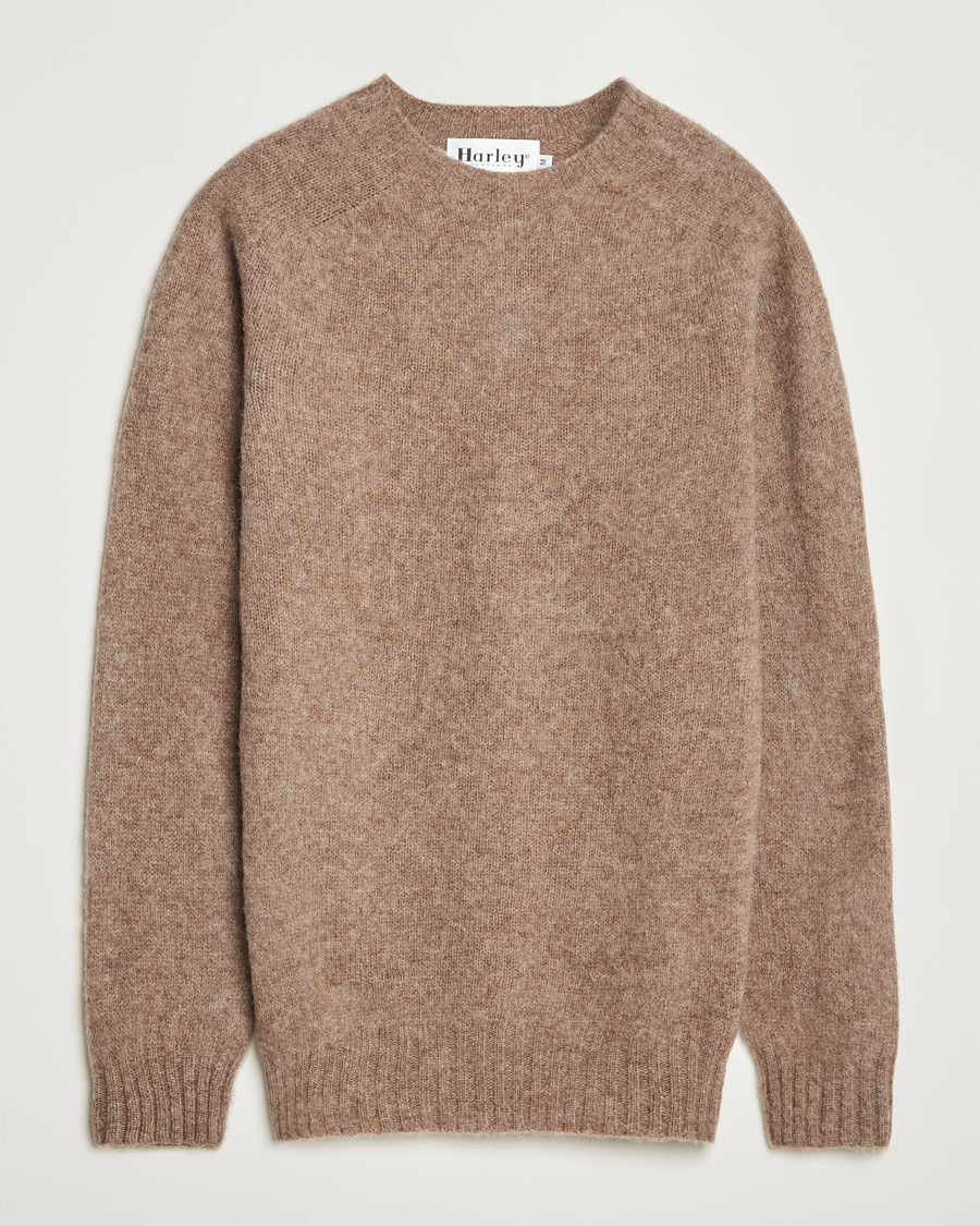 Herr | Tröjor | Harley Of Scotland | Brushed Supersoft Lambswool Crewneck Tundra