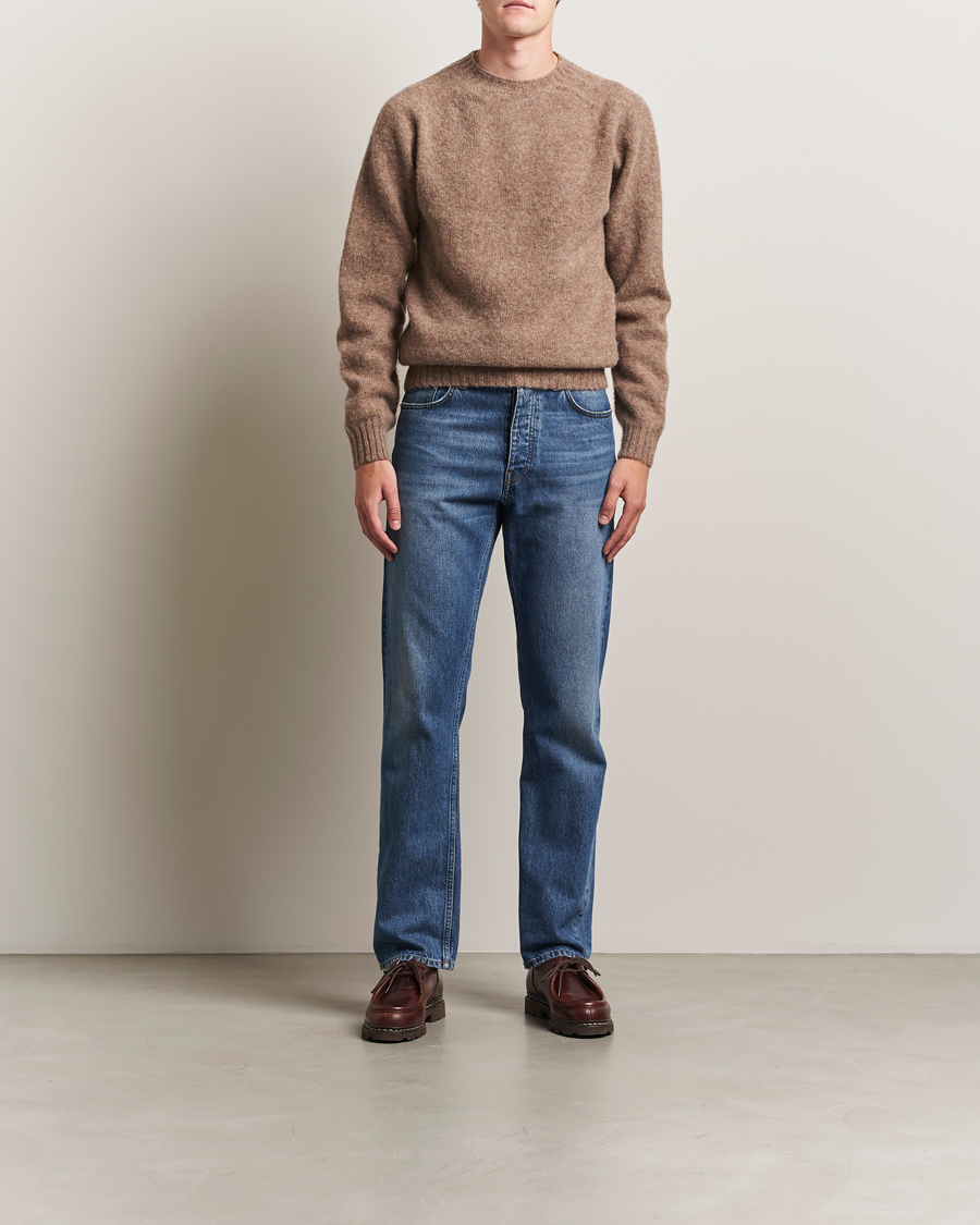 Herr | Tröjor | Harley Of Scotland | Brushed Supersoft Lambswool Crewneck Tundra