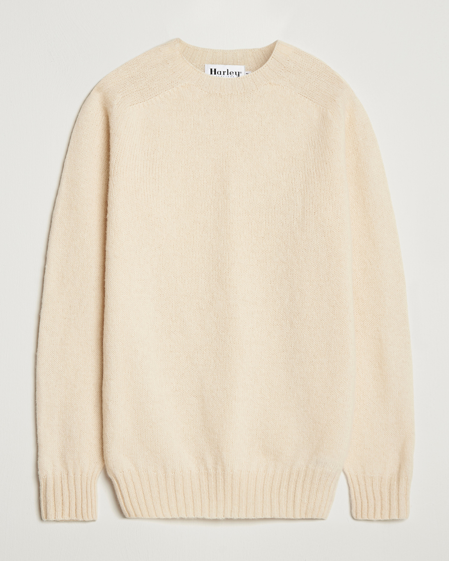 Herr | Tröjor | Harley Of Scotland | Brushed Supersoft Lambswool Crewneck Vanilla