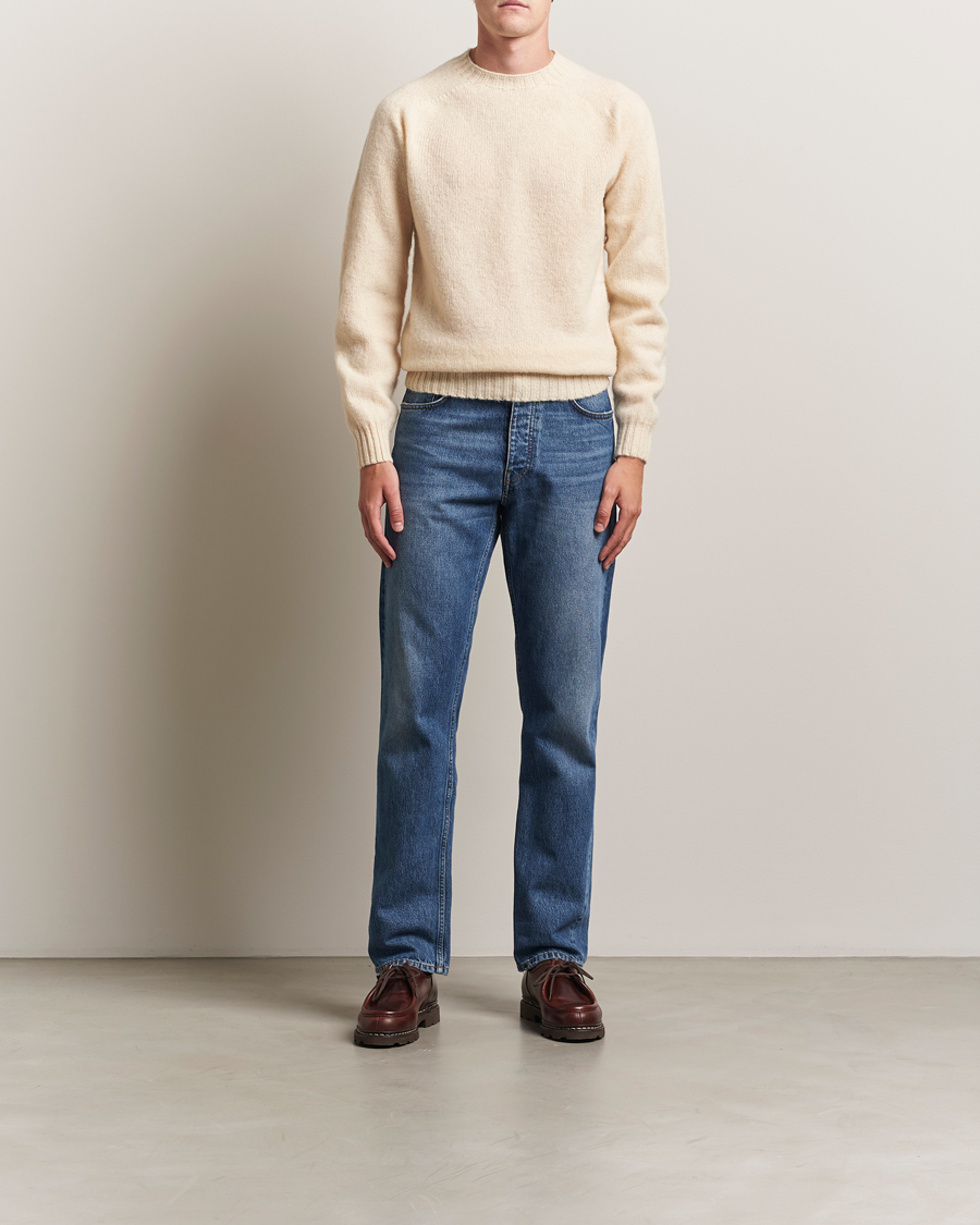Herr | Tröjor | Harley Of Scotland | Brushed Supersoft Lambswool Crewneck Vanilla