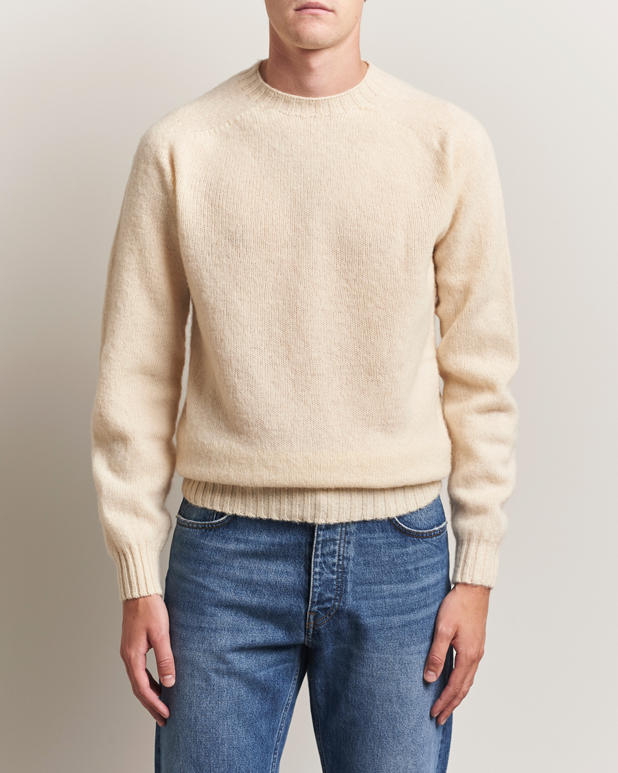 Herr | Tröjor | Harley Of Scotland | Brushed Supersoft Lambswool Crewneck Vanilla
