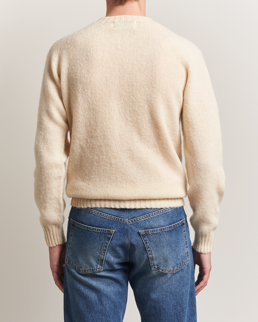 Herr | Tröjor | Harley Of Scotland | Brushed Supersoft Lambswool Crewneck Vanilla