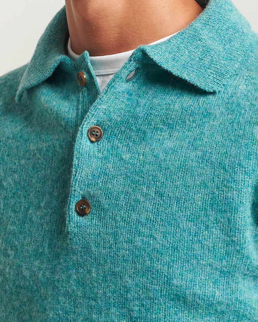 Herr | Tröjor | Harley Of Scotland | Brushed Supersoft Lambswool Polo Hummingbird