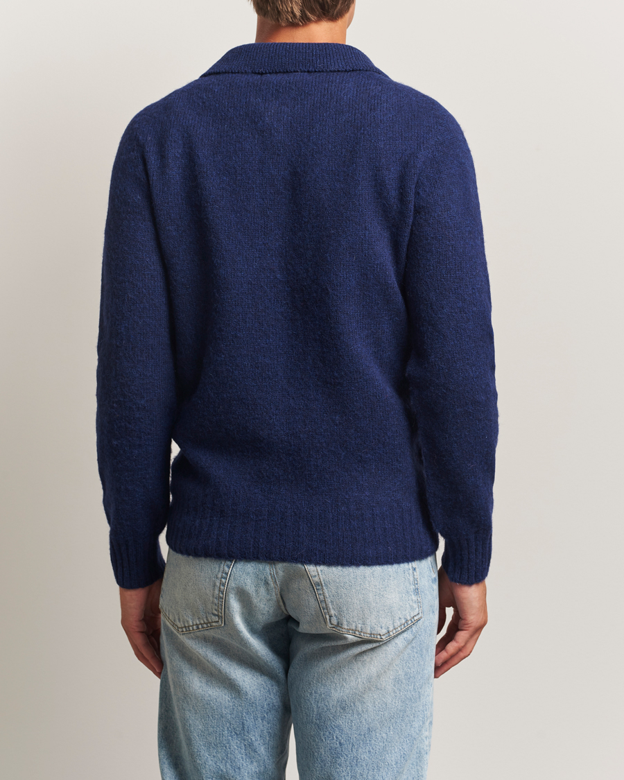 Herr | Tröjor | Harley Of Scotland | Brushed Supersoft Lambswool Polo Nightsky