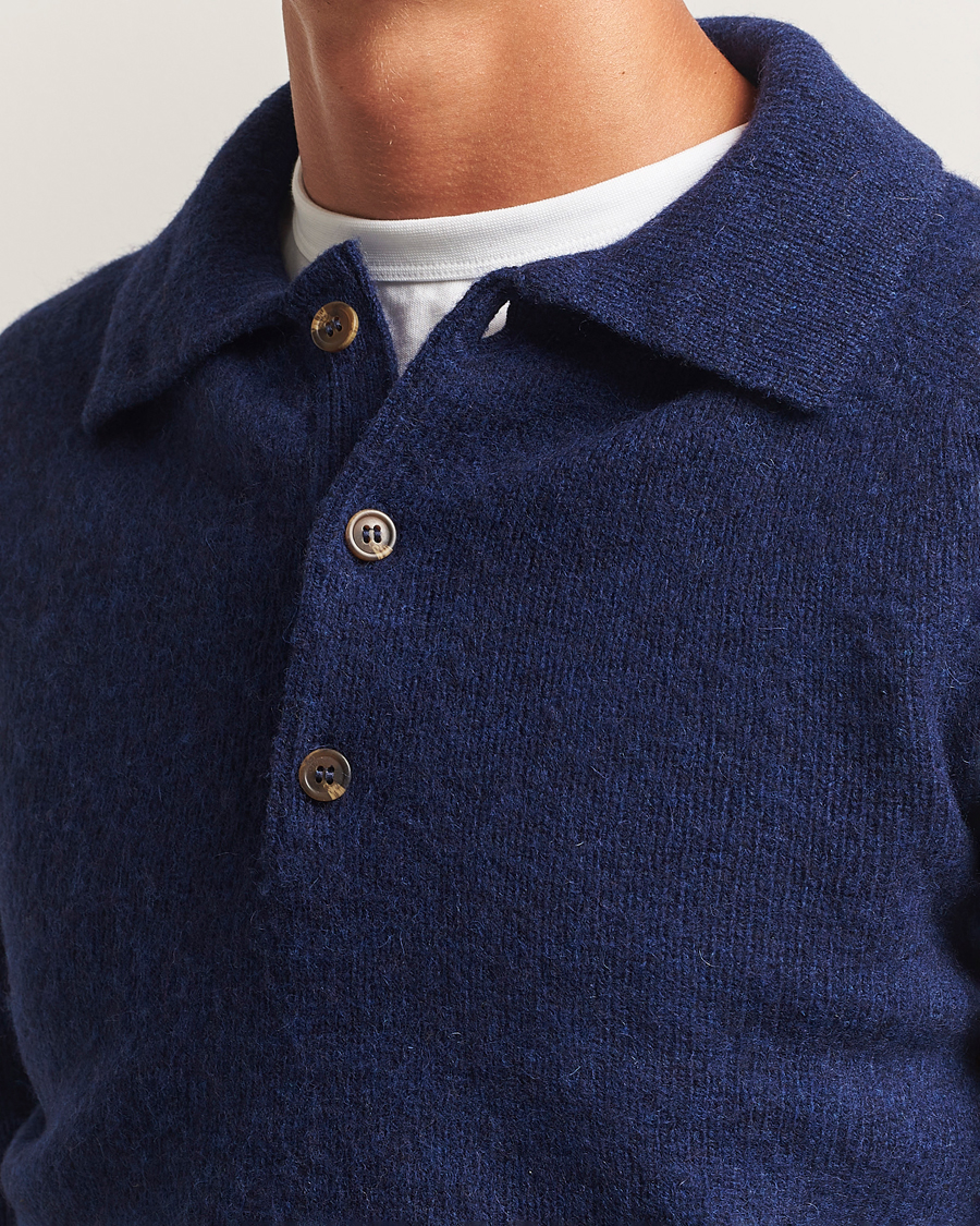Herr | Tröjor | Harley Of Scotland | Brushed Supersoft Lambswool Polo Nightsky