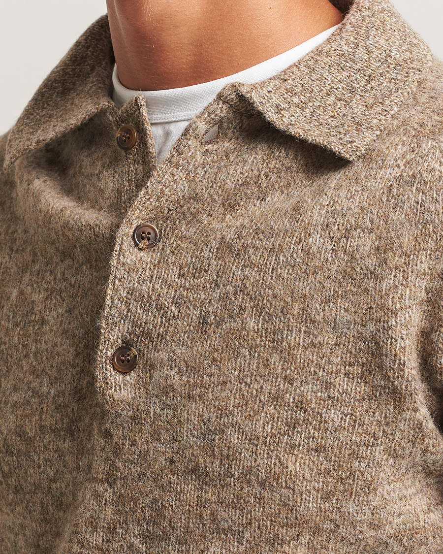 Herr | Tröjor | Harley Of Scotland | Brushed Supersoft Lambswool Polo Pebble