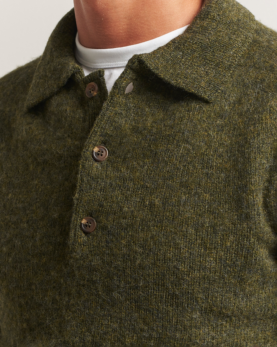 Herr | Tröjor | Harley Of Scotland | Brushed Supersoft Lambswool Polo Scots Pine