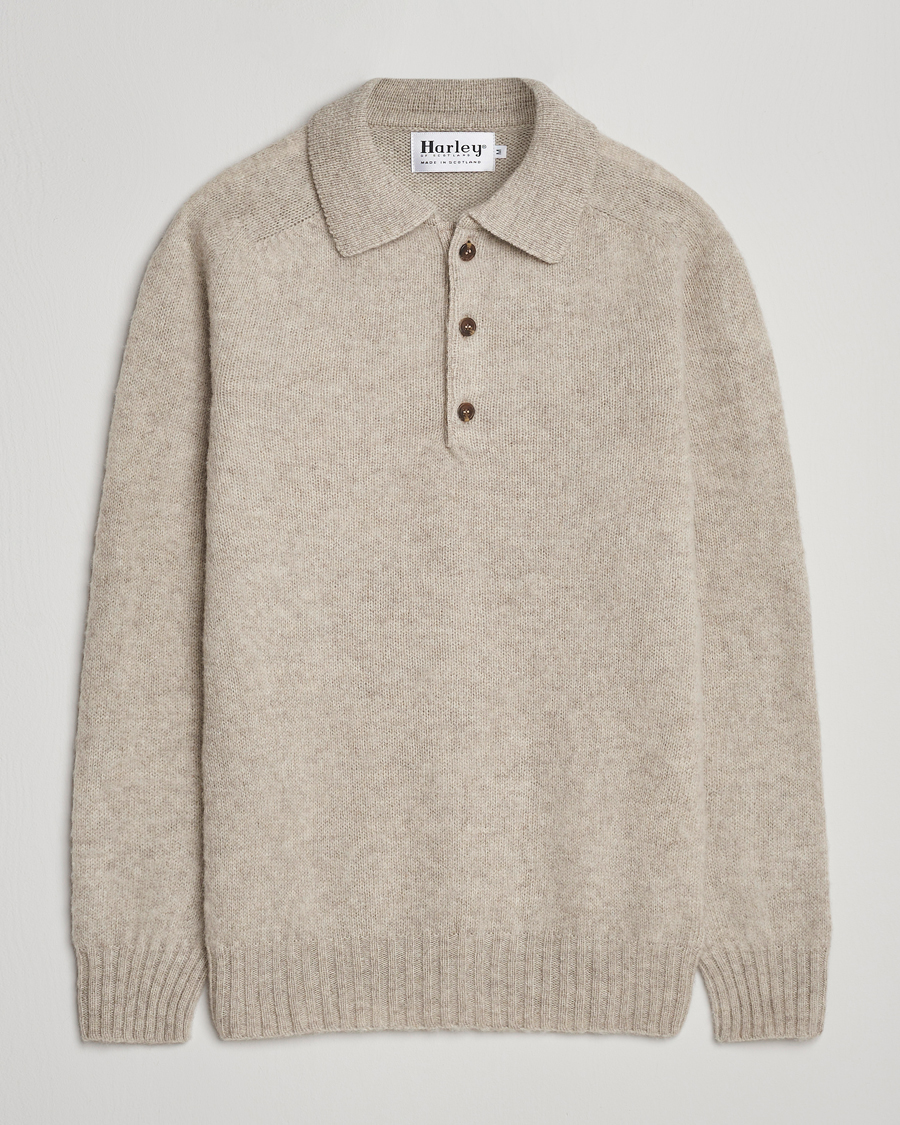 Herr | Tröjor | Harley Of Scotland | Brushed Supersoft Lambswool Polo Vellum