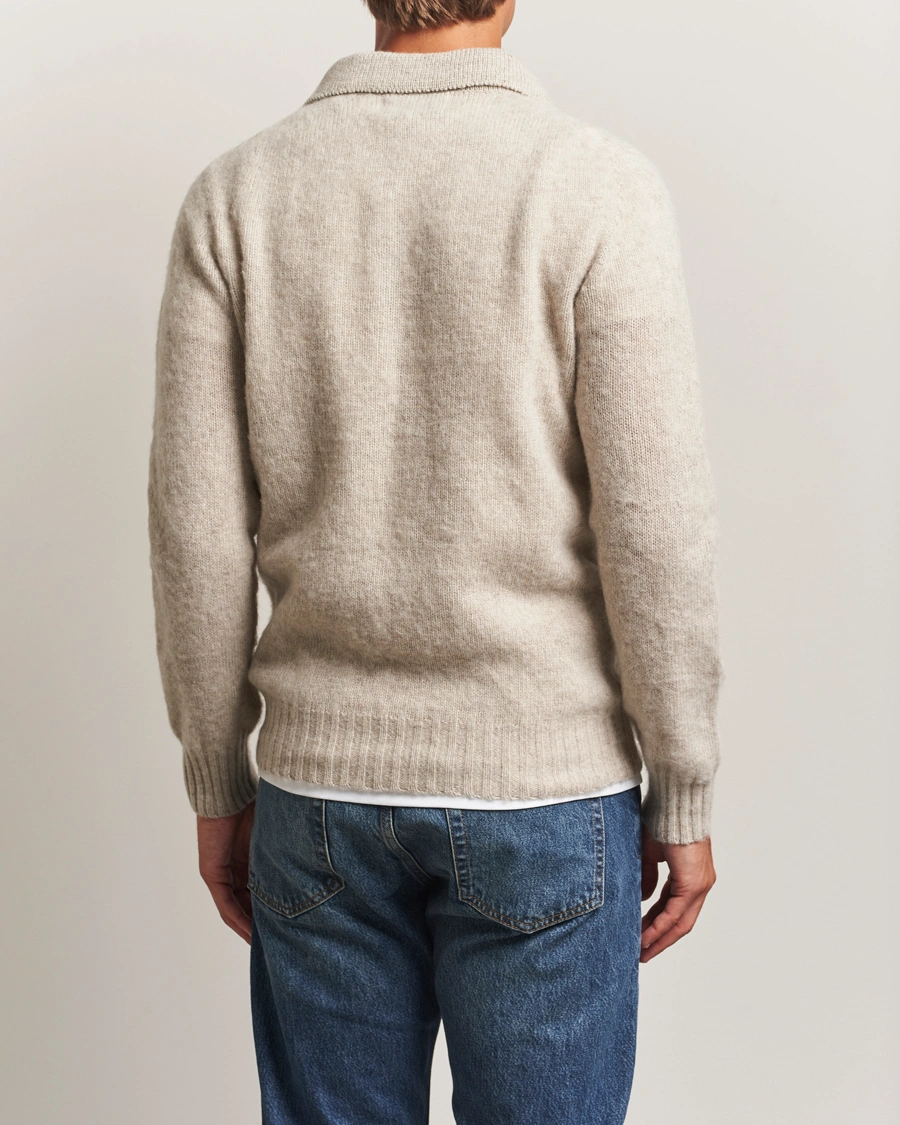 Herr | Tröjor | Harley Of Scotland | Brushed Supersoft Lambswool Polo Vellum