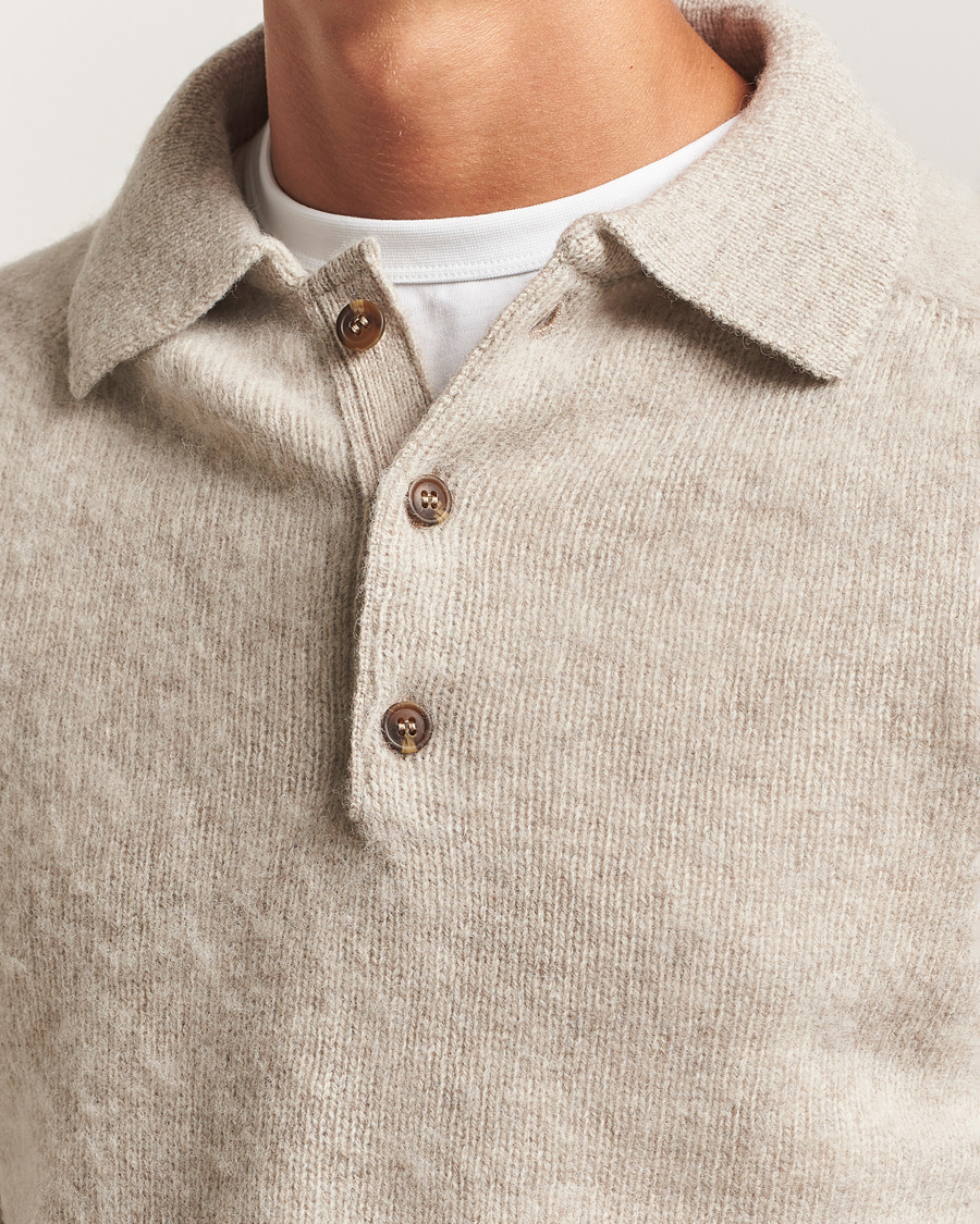 Herr | Tröjor | Harley Of Scotland | Brushed Supersoft Lambswool Polo Vellum