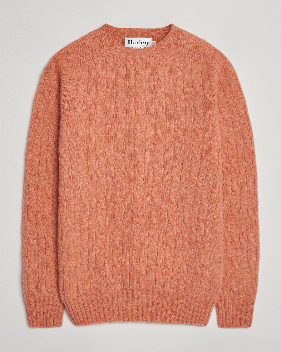 Herr | Tröjor | Harley Of Scotland | Brushed Supersoft Lambswool Cable Parfait
