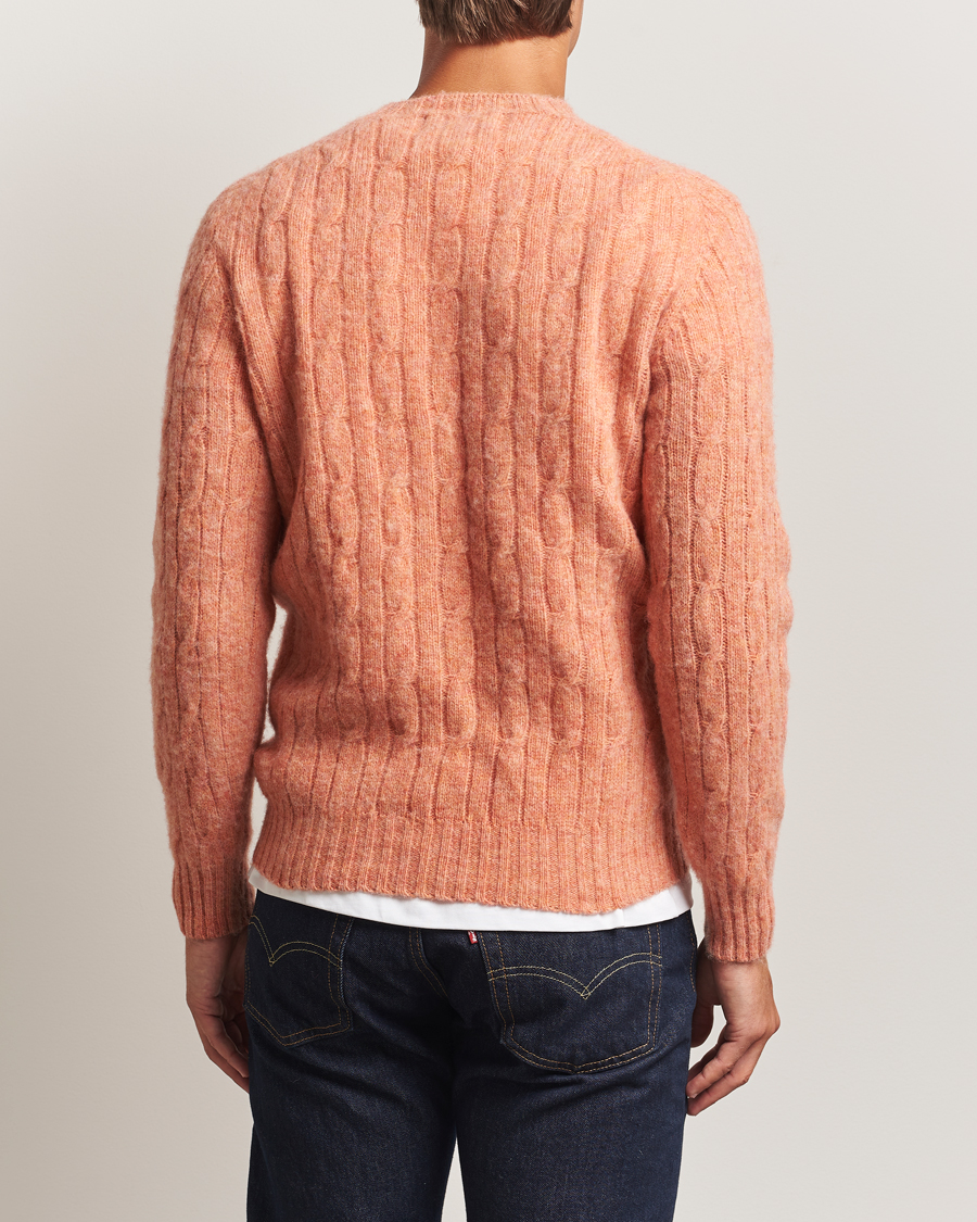 Herr | Tröjor | Harley Of Scotland | Brushed Supersoft Lambswool Cable Parfait