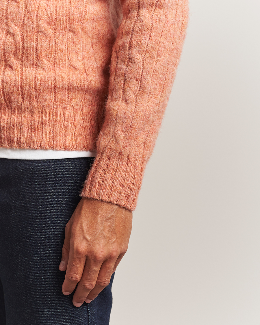 Herr | Tröjor | Harley Of Scotland | Brushed Supersoft Lambswool Cable Parfait