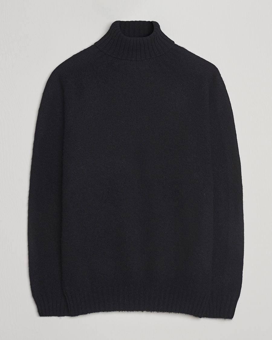 Herr | Tröjor | Harley Of Scotland | Brushed Supersoft Lambswool Rollneck Black