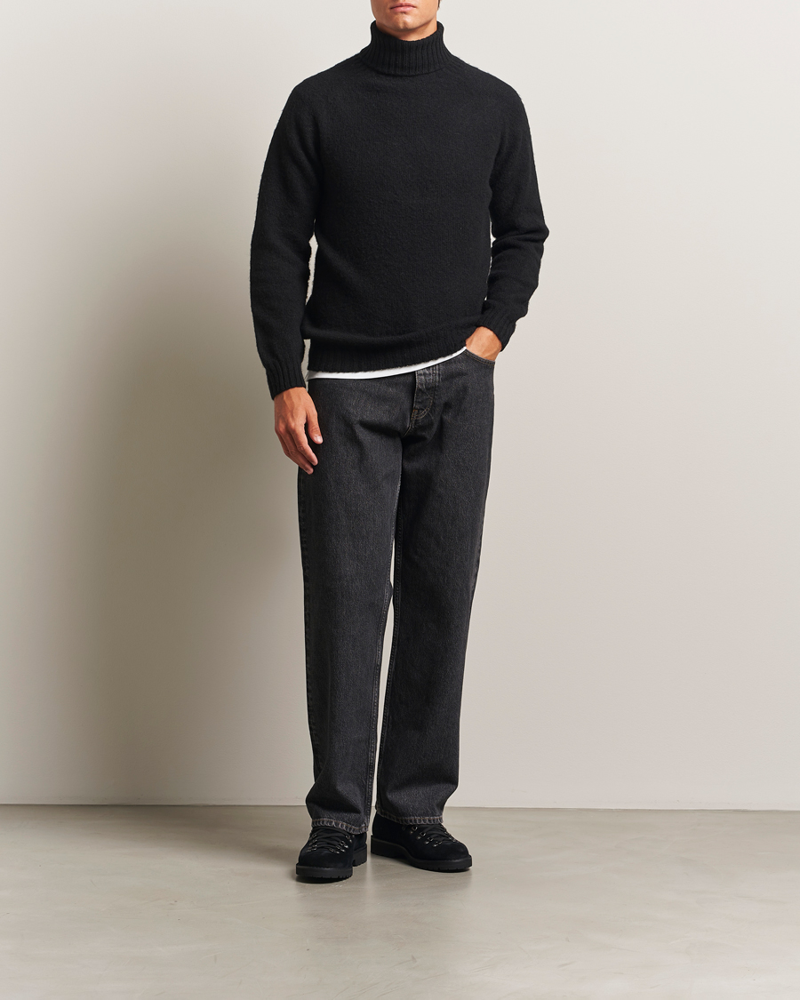 Herr | Tröjor | Harley Of Scotland | Brushed Supersoft Lambswool Rollneck Black